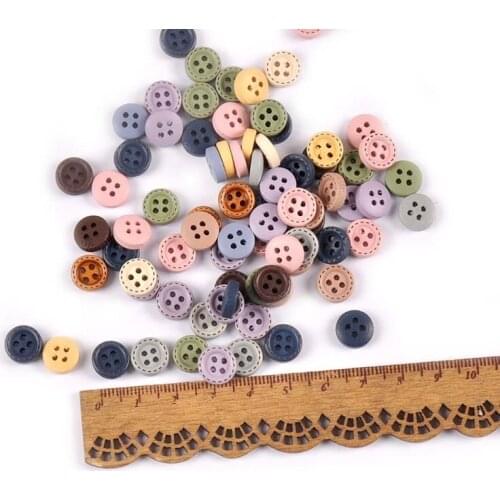 100pcs Mixed Color Wood Buttons For Handwork DIY Scrapbooking Crafts Sewing Accessories Clothing Supplies Home Decor 10mm