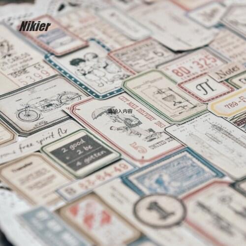 100 PCS\Tin Box Vintage Travel Ticket Label Stickers Paper Material Decoration Stationery DIY Diary Planner Scrapbooking Journal