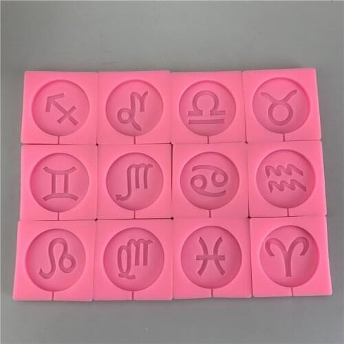 12 Constellation Symbols Silicone Lollipop Chocolate Mold DIY Fondant Candy Cake Decor Kitchen Accessories Handmade Baking Tools