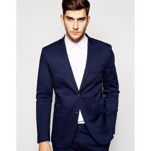 2020 Navy Blue Suit Mens Wedding Prom Party Suits Italian Style Gentleman Suit Men Fashion Groom Tuxedos 2 Piece (Jacket+Pants)