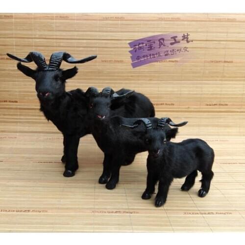 3 pieces a familes creative simulation goat model resin&fur black sheep toy model doll gift 2239
