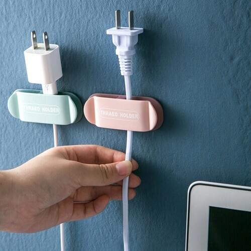 4pcs Power Plug Socket Holder Punch-Free Adhesive Hook Waterproof Wall Storage Hook