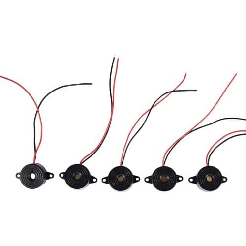 5 Pcs DC 3-24V 85dB Sound Electronic Buzzer Alarm Black 23 x 12mm