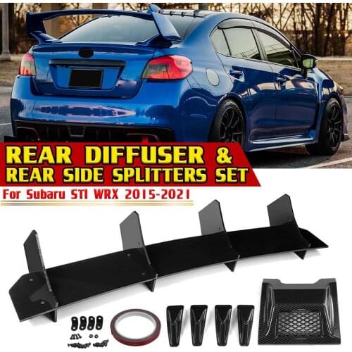 Car Rear Bumper Diffuser Lip Spoiler Body kit Rear Side Splitters Lip Shark Fins Rear Lamp Cover For Subaru STI WRX 2015-2021