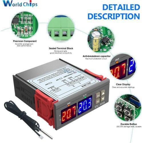 STC-3018 Digital Temperature Controller Thermostat Thermoregulator Heating Cooling Switch Digital Hygrometer DC 12V 24V 110-220V