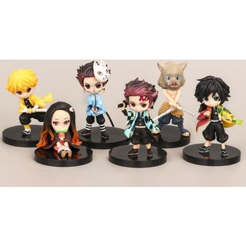 6 Style/Set Q Version Demon Slayer Sitting Ghost Doll Tanjiro Nidouzi Chiamon Tanjiro Nidou Figure Action Figure Toys Doll