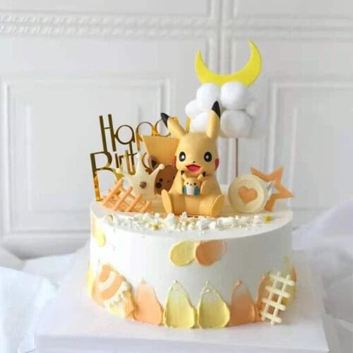 Yellow animals Anime Pikach Action Figure Toys Cute Model Pvc Cake elves ball Toys For Children Collectibles Birthday Decoration