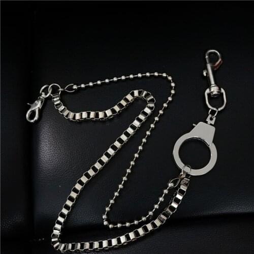 Fashion Punk Trendy Belt Chain Male Silver Heavy Metal Hip Hop Gothic Rock Pants Trousers Jean Wallet Mens Waist Key ChainDR84