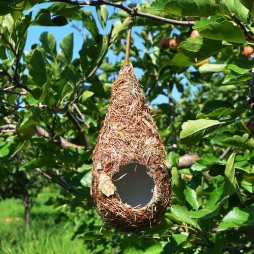 Set of 4 Bird Birdhouse for Outside Hanging Grass Hand Woven Bird Nest
