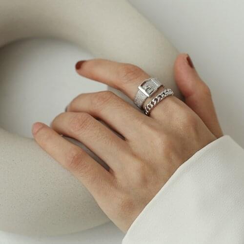 2021 Spring New Creative Belt Buckle Chain Ladies Ring Korean Version Of The Net Red Design Banquet Jewelry Adjustable Opening