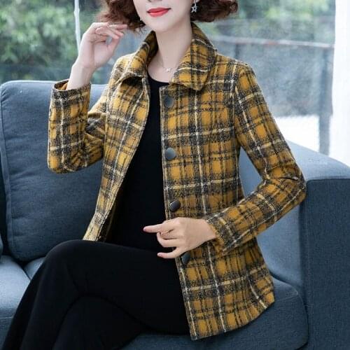 2021 Spring Autumn New Mother Woolen Coat Female Short Small Suit Jacket Middle-Aged And Elderly Womens Woolen Outwear A362