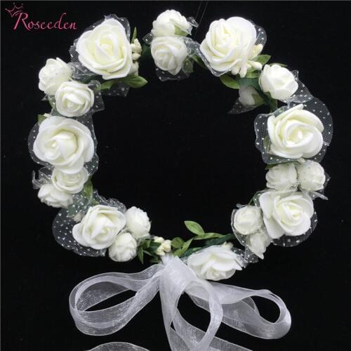 Hand made white Floral Hair Wreaths Hair Garland Headbands for bride Bridesmaid headband crown wedding hair jewelry RE604-2