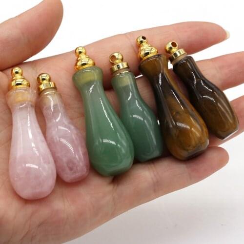 Natural Stone Pendant Semi Precious Perfume Bottle Vase Shape Designer Charms for DIY Jewelry Making Necklace Women Gift