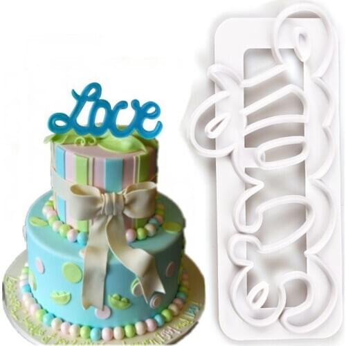 Happy Love Cookie Cutter Plastic Biscuit Cut Mold Baking Fruit Cut Cake Mold Embossing Printing Die