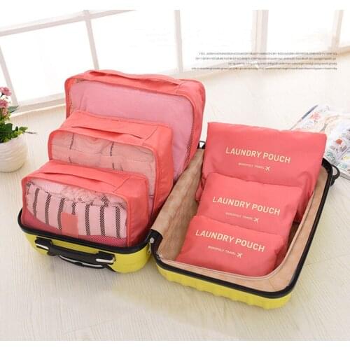 6pcsTravel Storage Bag Suitcase Luggage Organizer Set Bag For Clothing Underwear Socks Shoes Storage Bag Packing Cubes household
