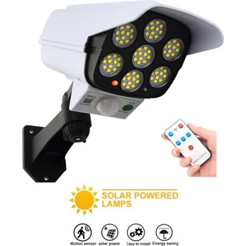 Remote Solar motion sensor light solar-powered LED sensor wall lamp simulation monitoring fake camera anti-thief street lamp wir