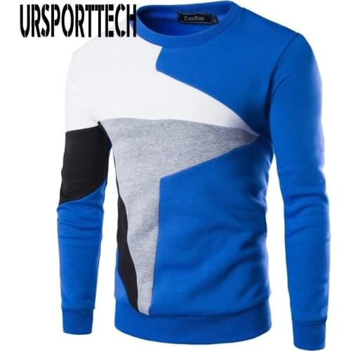 URSPORTTECH Hoodies Men 2020 Casual Hoodie Patchwork Round Neck Sweatshirt Men Autumn Hoody Pullover Jumper Plus Size M-4XL