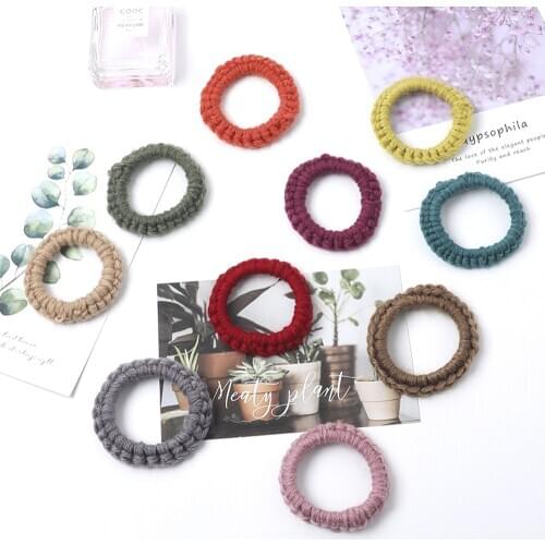 Knitted Hair Ties hand made Scrunchie Elastic Hair Bands Solid Color Women Girls Headwear Ponytail Holder Hair Accessories
