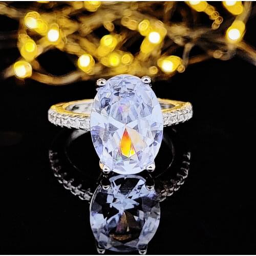 Original Arrival Real 925 Sterling Silver Ring Finger Fashion Promise Oval Shape Ring For Women Jewelry Engagement R4588