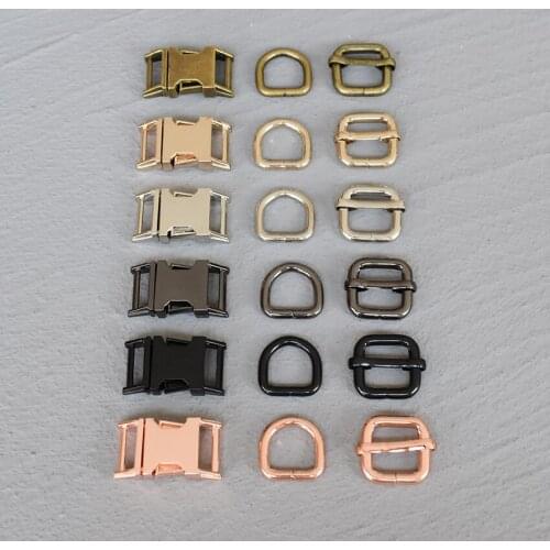 1 Set 15mm Metal Straps Slider D Ring Release Belt Buckle for Pet Dog Collar Paracord Sewing Accessory Strong Hardware 15-3S