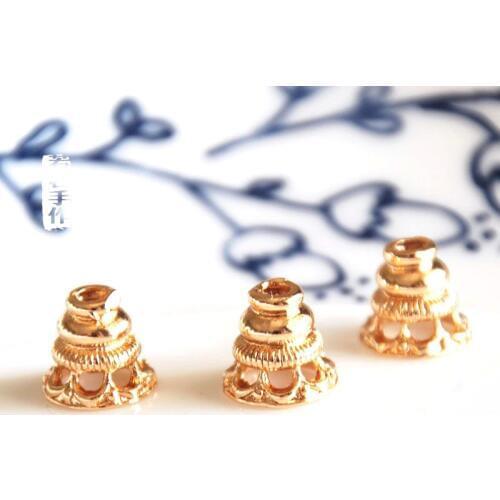 Wholesale 10 pcs/lot golden gold plated beads caps jewelry making craft findings DIY for women