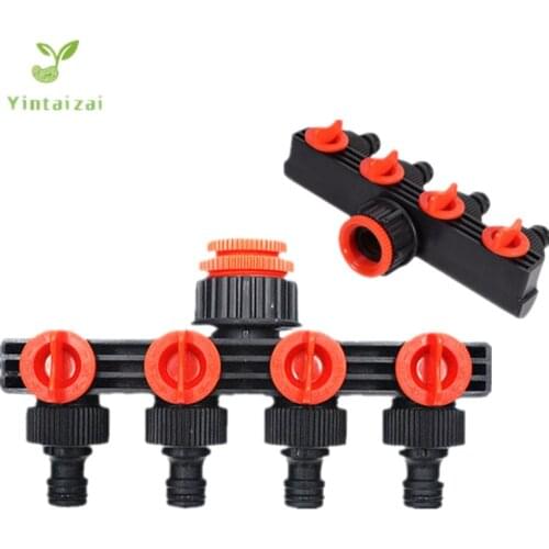 4-Ways Water Hose Splitter with Quick Connectors Four Branches Distributor Garden Watering Tools Hose End Connector