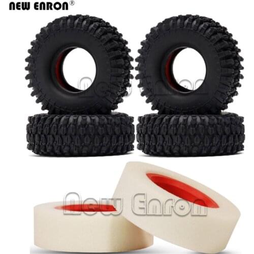 4Pc 1.9" 108mm Rubber Wheel Tires with Dual Stage TPE Foam for RC Crawler Car Axial SCX10 90046 Traxxas TRX4 D90 Redcat Gen8 MST