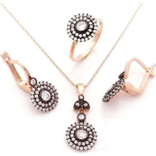 925 Sterling Silver and Zircon Stones Circular Model Set