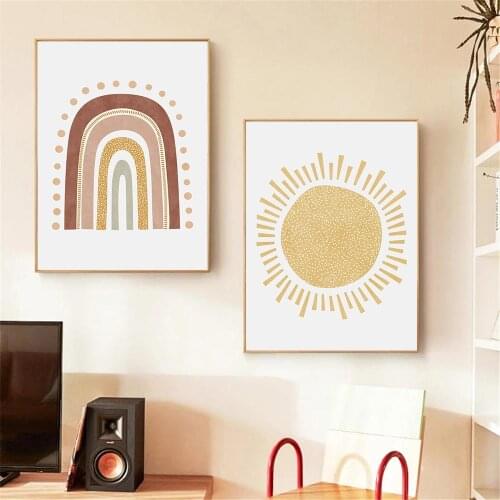 Abstract Rainbow Wall Art Poster Sun Art Print Boho Canvas Painting Nordic Wall Pictures For Living Room Modern Home Decoration