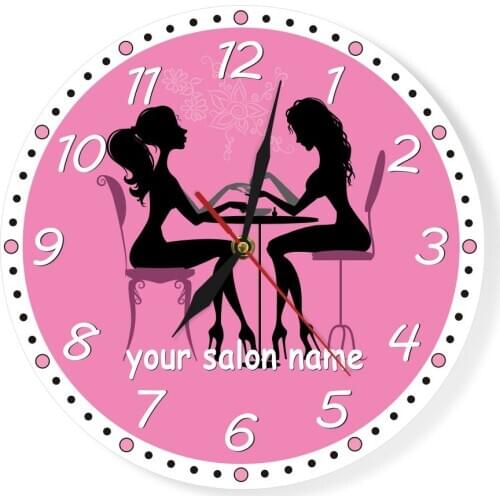Manicure Studio Acrylic Wall Clock Spa Custom Your Company Name Artwork Wall Watch Pedicure Nail Salon Business Wall Art Decor