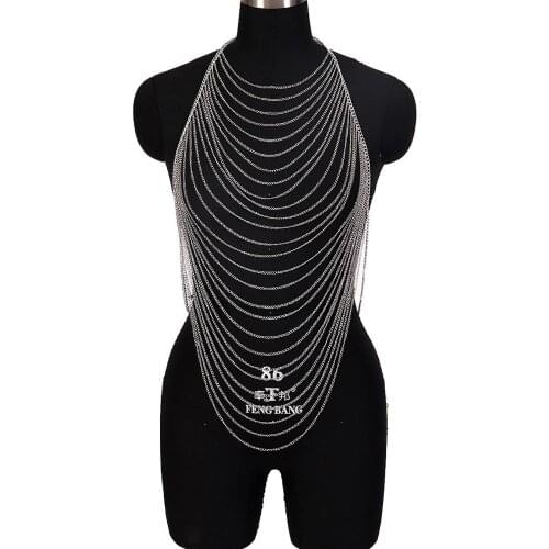 Body Chain Harness Women Chest Metal Jewelry Body Cage Top Multilayer Gold Silver Necklace Punk Goth Fashion Festival Rave Wear