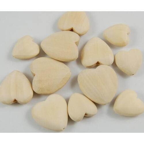 Wholesale DIY Accessories 20/25/30/40mm Natural Wooden Beads Heart Shape Wooden Spacer Beads for Jewelry Making Pacifier Clip