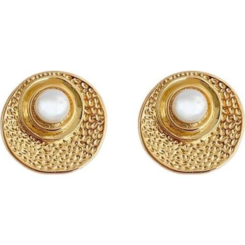European and American retro simple atmosphere round pearl earrings stud temperament