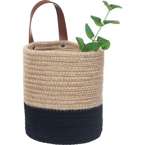 16/18cm Mrosaa Cotton Woven Rattan Hang Storage Basket Hanging Plant Flower Pot Sundries Toy Organizer Decoration Home