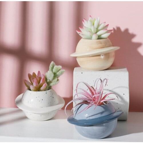 Ceramic Flowerpot Succulent Plant Pot Creative Planet Plant Container Vase Desktop Ornaments Home Garden Balcony Decor