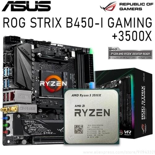 Asus ROG STRIX B450-I GAMING B450 With Ryzen 5 3500X Motherboard Set PCI-E 3.0 DDR4 32GB SATA III Motherboard Placa-mãe Kit New