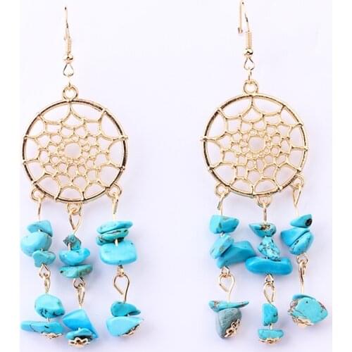 Trendy Long Natural Stone Earrings Fashion Jewelry Colorful Red Statement Boho Charms Gold Tassel Earrings For Women 2020 New