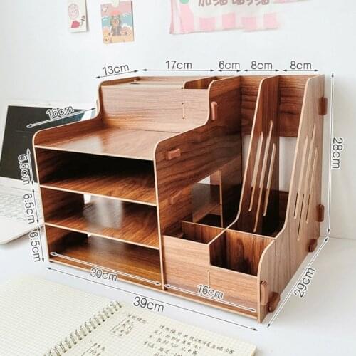Fiberboard Desk Organizer Multi-Functional DIY Desktop Pencil Holder Stationary Caddy Box Storage Rack Tray with Drawer