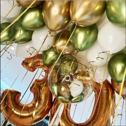 New Metal Light Green Color Chrome Gold Latex Balloons Birthday Party Decor Baby Shower Air Ballon Wedding Celebration Globos