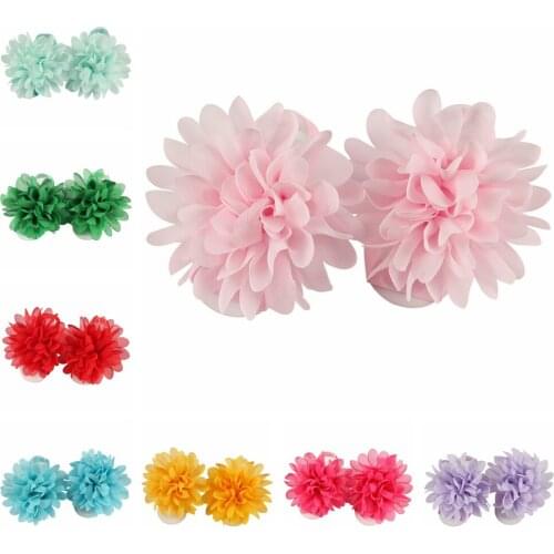 Lovely Handmade Chiffon Flowers Toddler Barefoots Sandals Fashion DIY Baby Foot Decoration Infant Accessories Photography Props