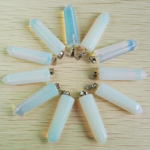 Wholesale 24Pcs/Lot Hot Selling Natural stone opal pillar Pendants Fahsion opalite for jewelry marking Free shipping