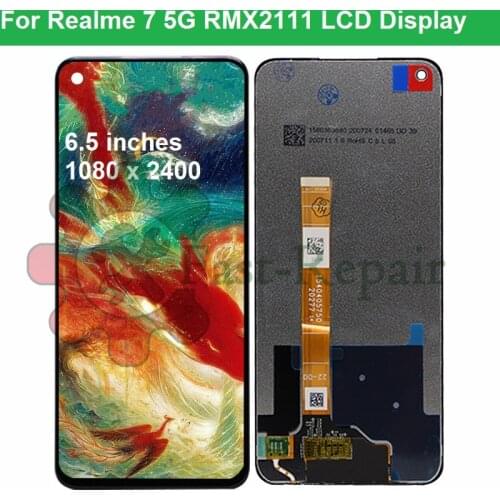 Original Black 6.5 inch For Oppo Realme 7 LCD Display Touch Screen Digitizer Assembly Replacement for realme 7 5G RMX2111 lcd