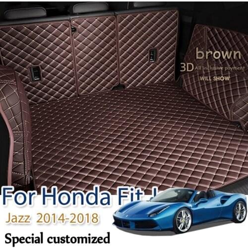 Car Rear Trunk Liner Cargo Boot Mat Carpet Protector Back Mat For Honda Fit Jazz (5 Seats) 2014 2015 2016 2017 2018