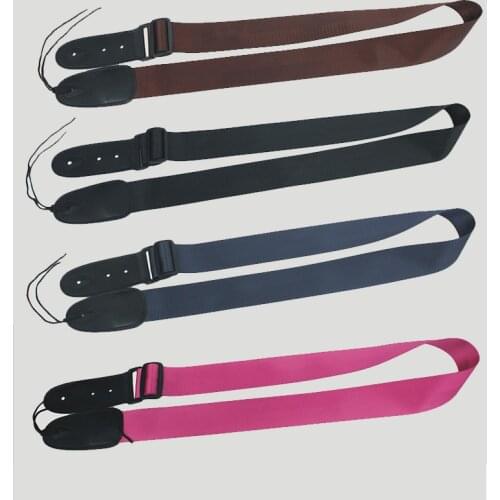 Guitar strap Acoustic ukulele Guitar black Strap Belt Adjustable Nylon colors Leather Ends For Guitars