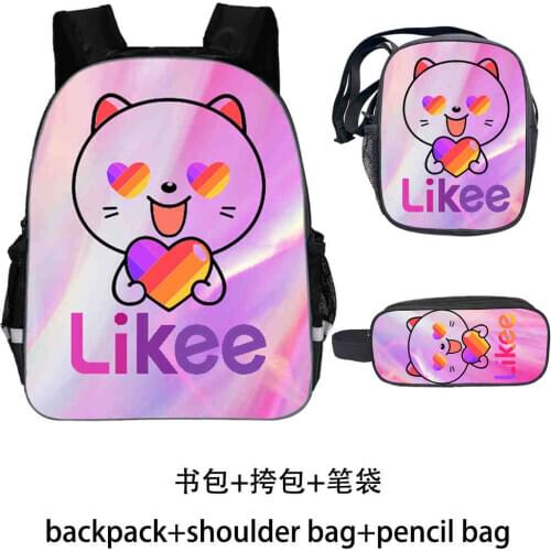 Likee backpack For Girls 3D Printed Softback Bookbag 13/16 Inch Backpack Insulated School Bag Zipper Pencil Case for Kids 3pcs