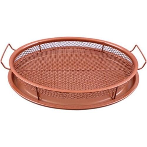 Mesh Baking Tray Non-Stick Round Baking Pan Chips Crisping Basket Microwave Oven Copper Baking Tray BBQ Tray Baking Tool