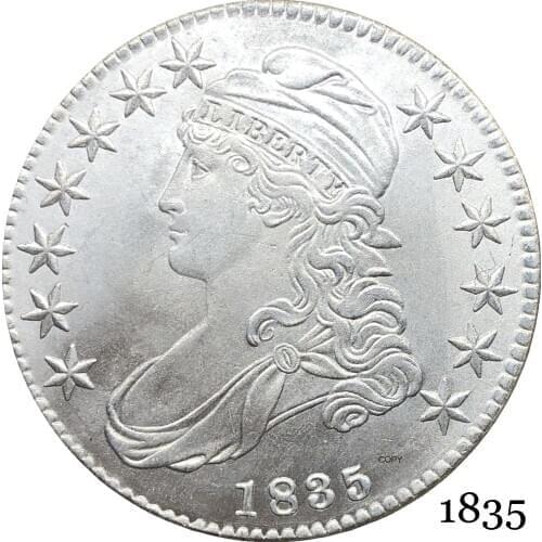 United States Of America Liberty Eagle 1835 50 Cents ½ Dollar Capped Bust Half Dollar Cupronickel Silver Plated Copy Coin