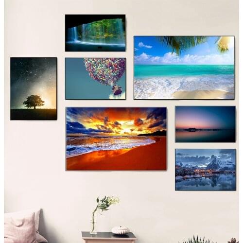 Modern Art Home Decoration Maison Kitchen Bedroom Bathroom Decor Sea Wave Poster Landscape Tree Painting Wall Pictures