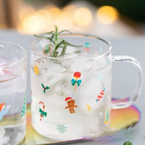 Creative Drinking Glasses Christmas Tree Glass Mug Breakfast Mlik Coffe Mugs Juice Tea Cup Drinkware Holiday Gift Kawaii Mug