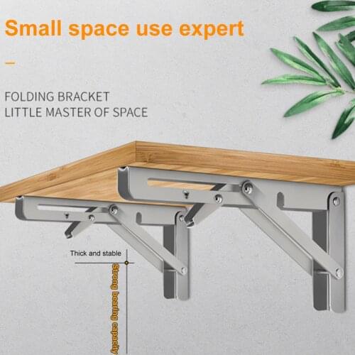 2PCS/Set Heavy Duty 90 Degree Large Decorative Table Black Adjustable Angle Shelf Wall Metal Table Folding Shelf Bracket